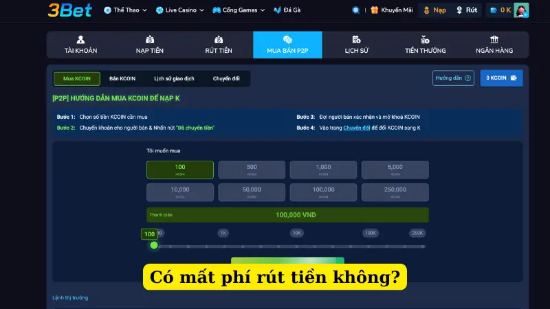 Có mất phí rút tiền không?