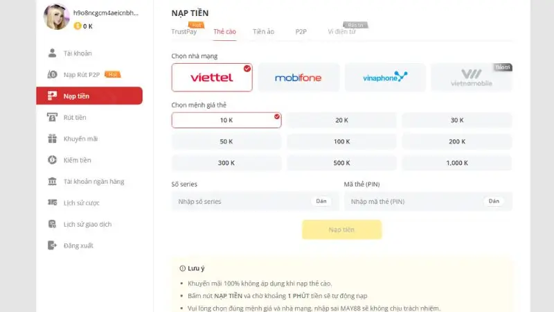 Bayclub hỗ trợ nhiều ví điện tử thông dụng trên thị trường